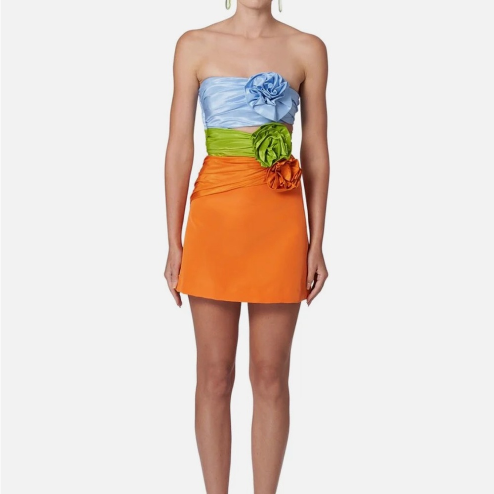 Carolina Herrera Blue, Green, and Orange Mini Dress - Picture 4 of 5